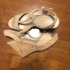 Nude cork wedges, Size 8